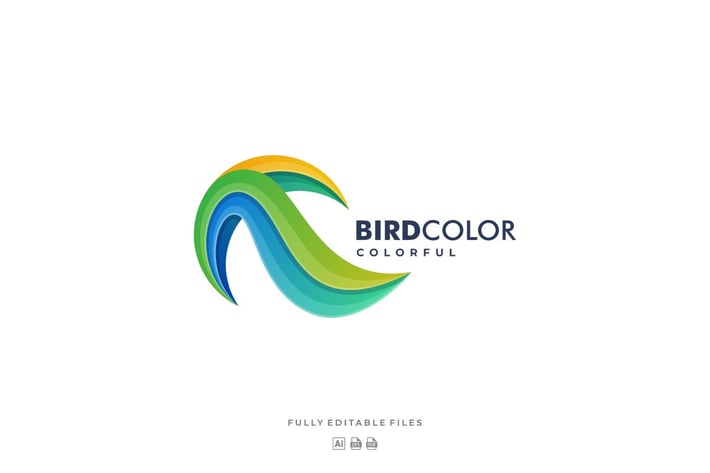 Abstract Bird Color Gradient Logo Template