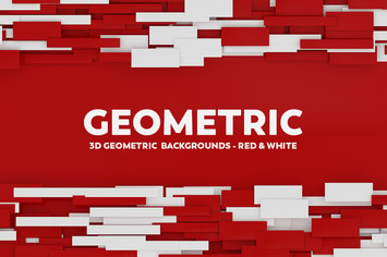 3D Geometric Abstract Backgrounds - Red & White