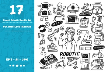 Kawaii Robotic Doodle Set