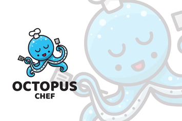 Octopus Chef Cute Logo Template