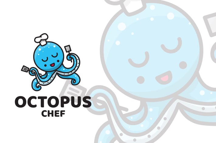 Octopus Chef Cute Logo Template