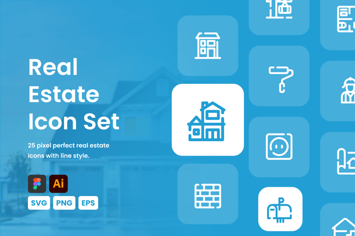 Real Estate Line Icon Set