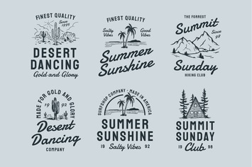 6 Nature Vintage Badges