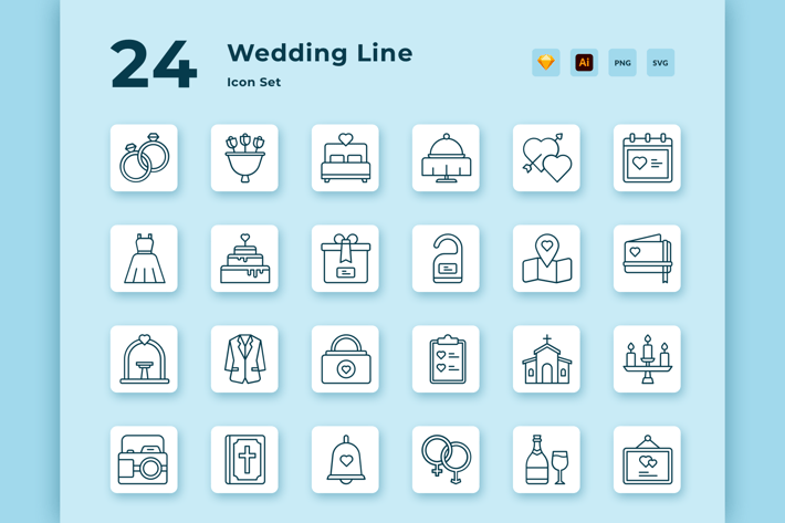24 Wedding Line Vector Icon