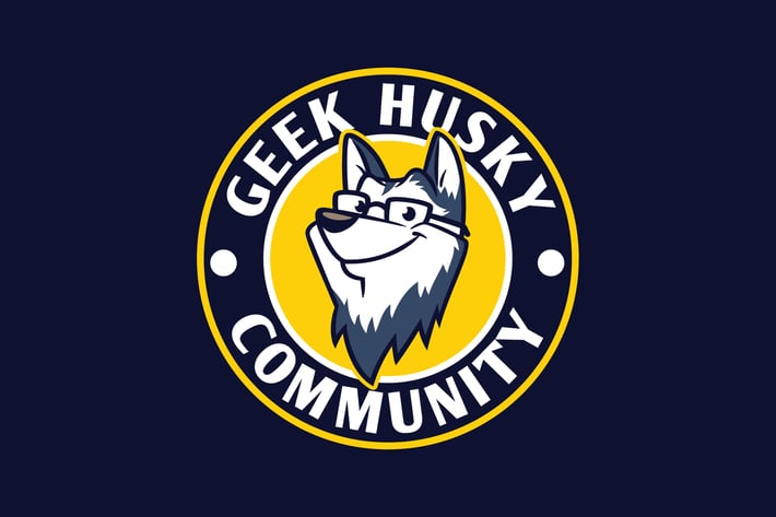 Cartoon Geek Husky Mascot Character Emblem Logo