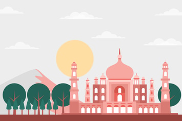 Taj Mahal - Building & Landscape Illustration