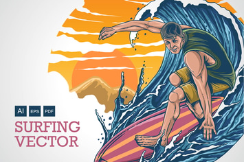 SURFING - Vector Illustration