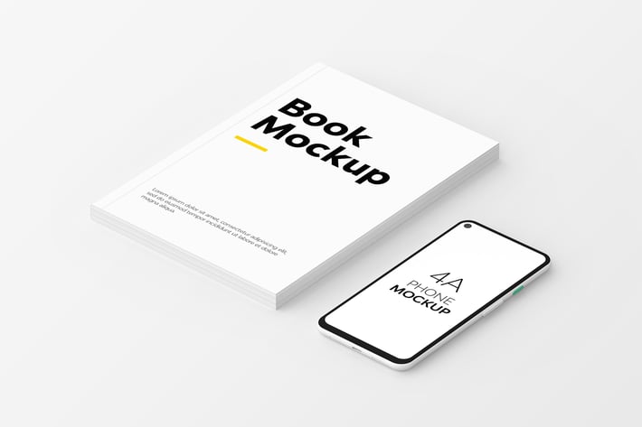 Book & 4A Phone Mockup