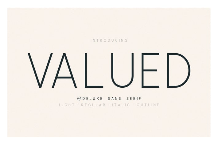 Valued - A Deluxu Sans Serif Family