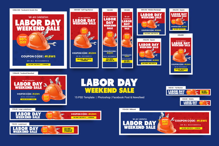 Labor Day Weekend Sale Banners Ad