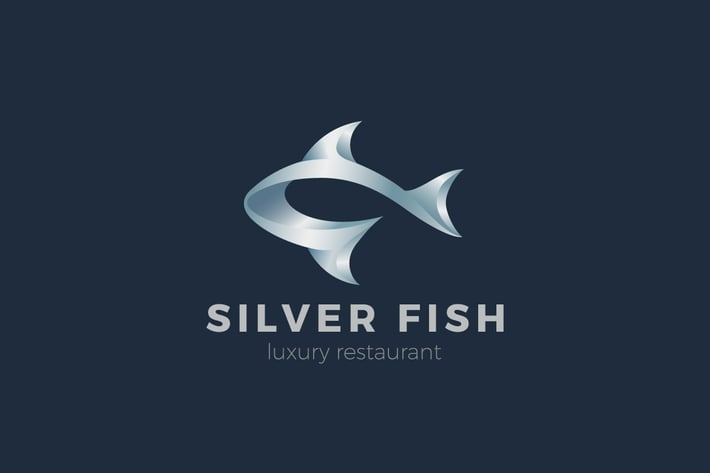 Logo Metal Fish Seafood emblem