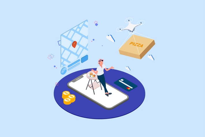 Drones Delivery Isometric Illustration - T2