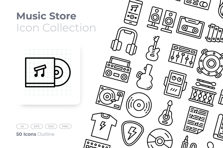 Music Store Outline Icon