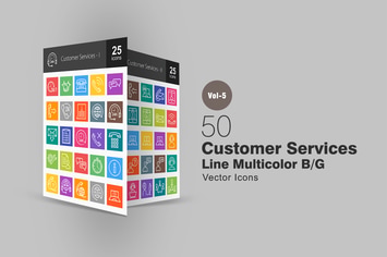50 Customer Services Line Multicolor Icons