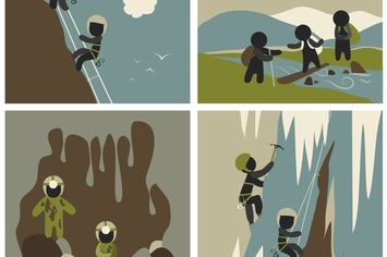 Set of vector flat style outdoor leisure pictures.