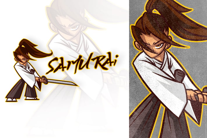 Cartoon Samurai Mascot Logo