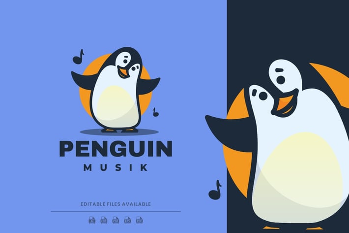 Happy Penguin Cartoon Logo