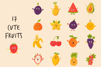 Funny Fruit Characters Collection 
