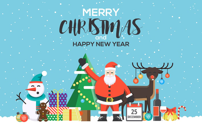 Set of Flat Color Christmas Banners