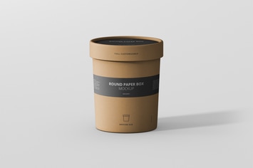 Paper Box Mockup Round - Medium Size