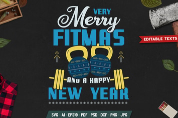 Merry Fitmas, Happy New Year Tshirt, Xmas Design