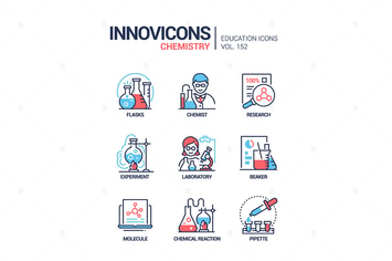 Chemistry - modern line design style icons set