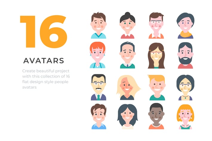 16 Cartoon Style People Avatars