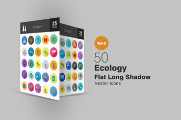 50 Ecology Flat Shadowed Icons