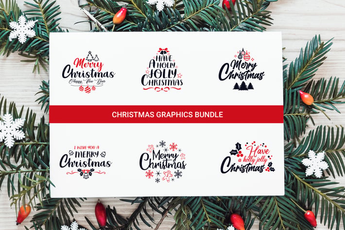 Christmas Graphics Bundle ,Typography Design