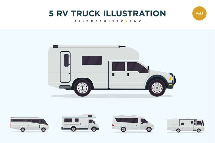 5 RV Truck Vector Illustration Set 1
