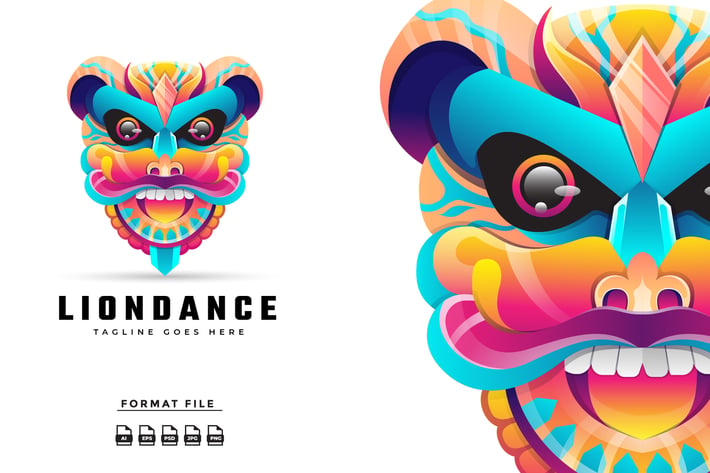 Lion Dance Logo Tempalte
