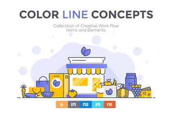  Big collection of Flat Line Color Concepts