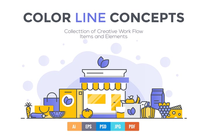  Big collection of Flat Line Color Concepts