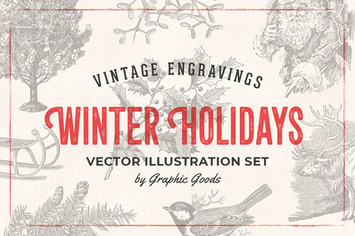Winter Holidays - Vintage Engraving Illustrations