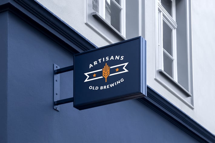 Outdoor Hanging Logo Sign Mockup #5