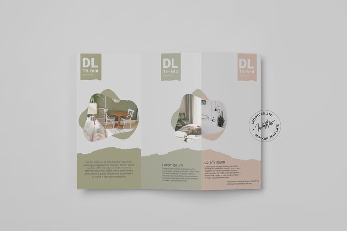 Realistic DL Brochure Trifold Mockup