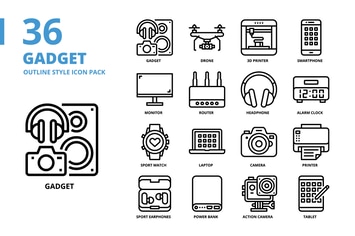 Gadget Outline Style Icon Set