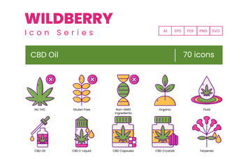 70 CBD Oil Icons