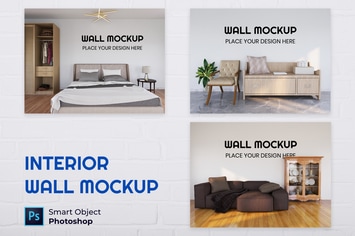 Interior Living Room Wall Mockup