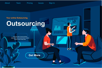 Outsourcing Isometric Web Page Flat Concept
