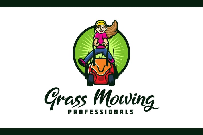 Lawn Mowing and Landscaping Mascot Logo