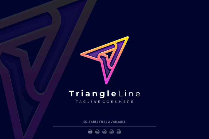 Triangle Line Art Gradient Logo