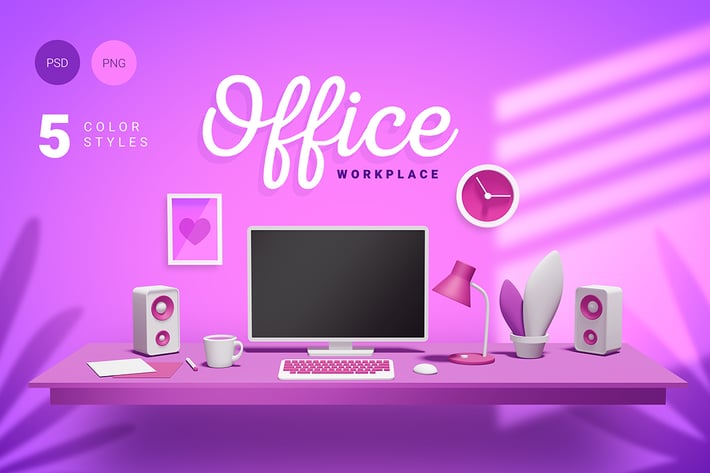 3d office workplace