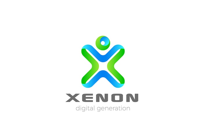 Logo Man as Letter X ribbon style