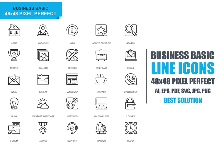 Simple Set Basic Line Icons