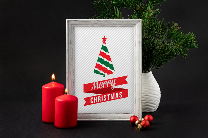 Christmas picture frame mockup