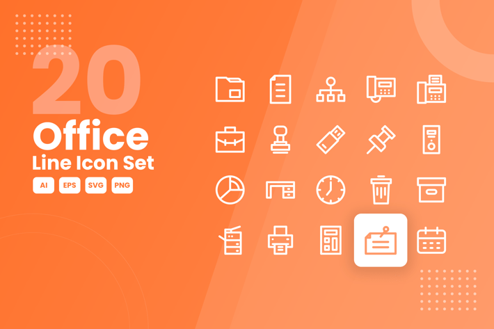20 Office Line Icon Set