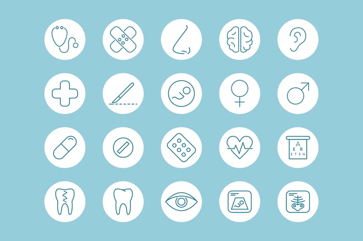Healthcare Blue Icons / 3 Different Sheets
