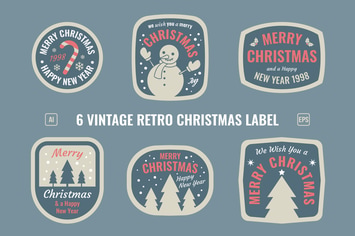 Christmas Retro Label / Badges