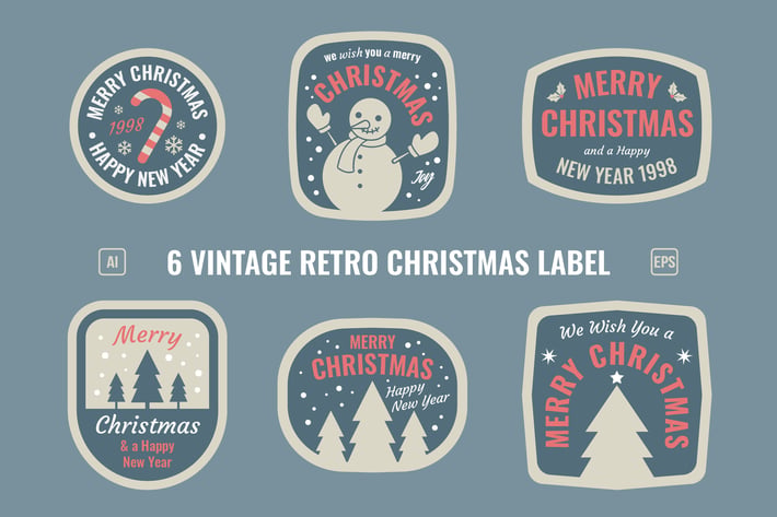 Christmas Retro Label / Badges